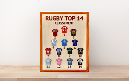 Tableau rugby bois Top 14 fabrication artisanale Pays Basque
